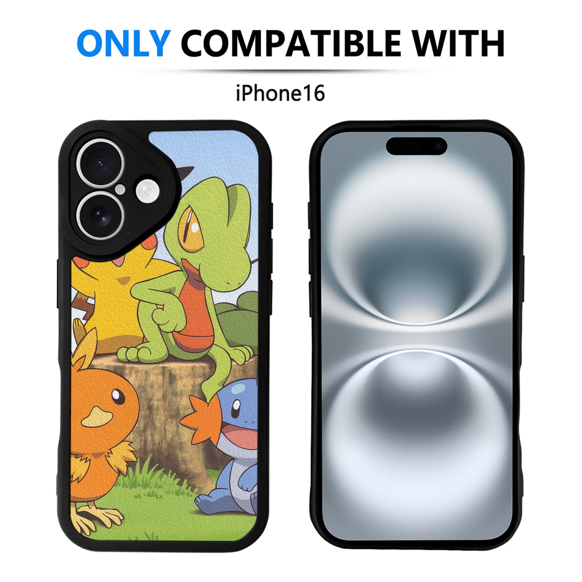 （画像用） ポケットモンスター Pokémon 【iPhone 16シリーズ対応】シリコンスマホケース（レザー調） 材質：シリコン